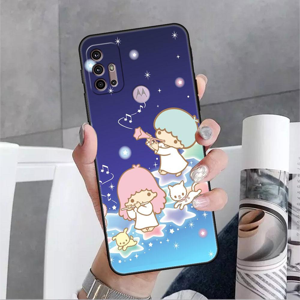 LittleTwinStars Roztomilé pouzdro pro Motorola G30 G60 Edge 20 G9 G22 G8 Power G31 G500 G50 30 Pro Černé Měkké Kryty na Telefon