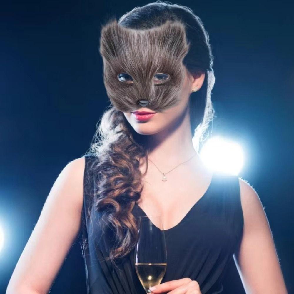 Cartoon Plush Cat Mask Realistic Halloween Plush Masks Masquerade Mask  Costume Party Supplies