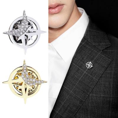 Brosche Sechszackiger Stern Legierungsbrosche Funkelnde Strasssteine Eingelegt Anzug Corsage Hemdkragen Pin Personalisierte Abzeichen Schnalle