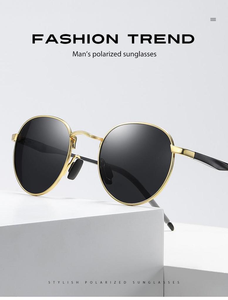 Aolong Retro Polarized Round Sunglasses, Unisex Mirror Reflective Aluminum-Magnesium A553