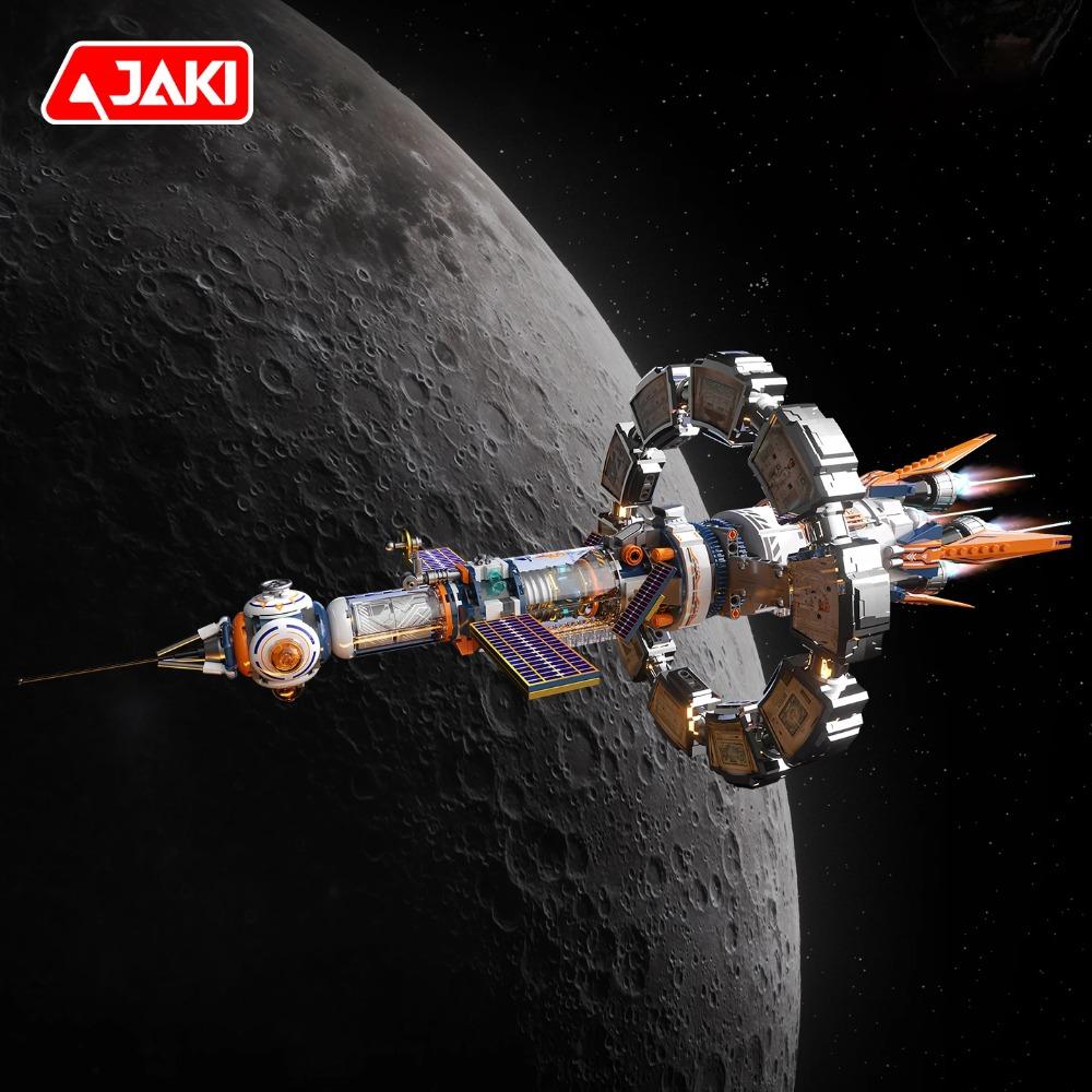 Space exploration series electric rotating star ring space station ornament educational toy building blocks birthday gift