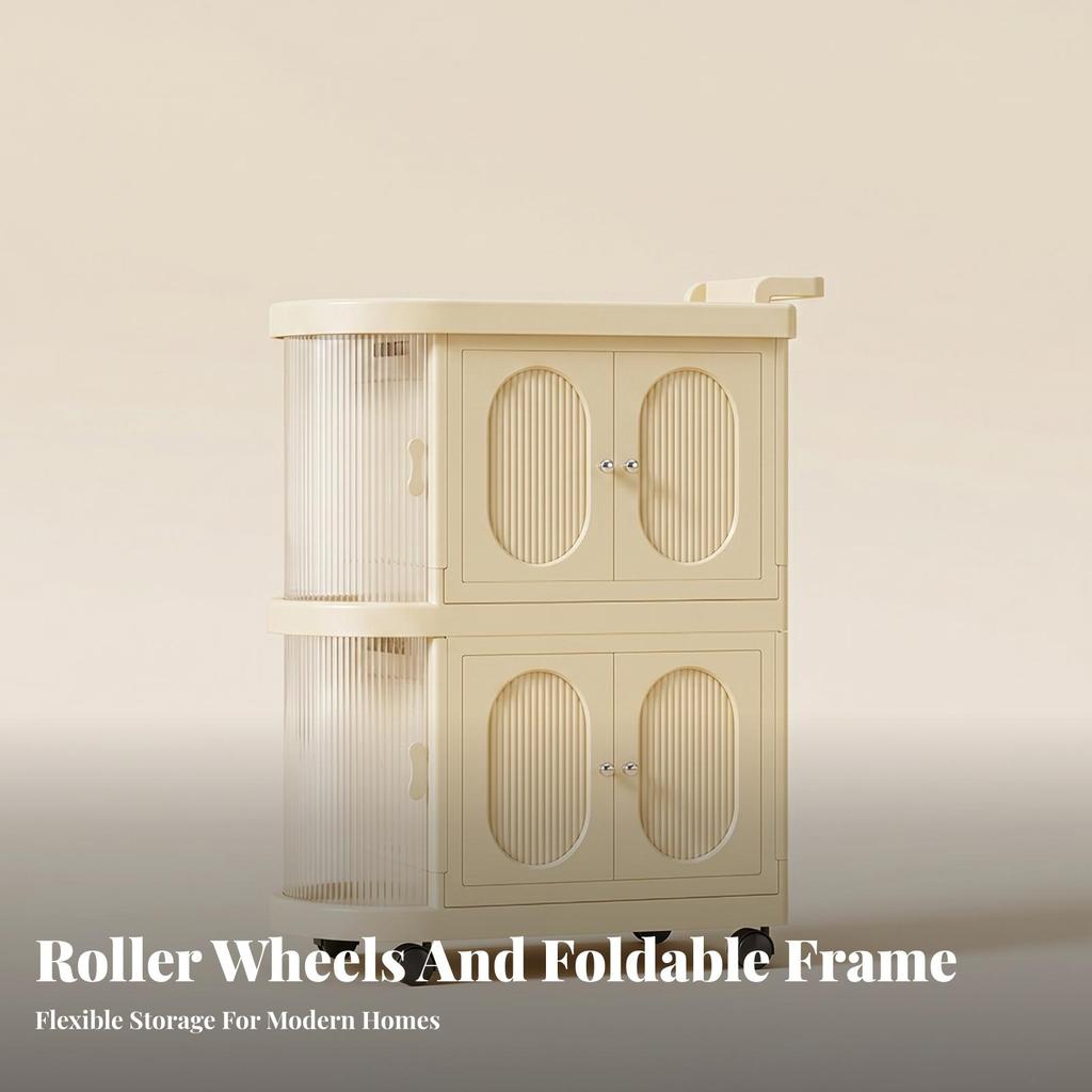 Clear Panels Large Capacity Folding Baby Cabinet Two-Level Nursery