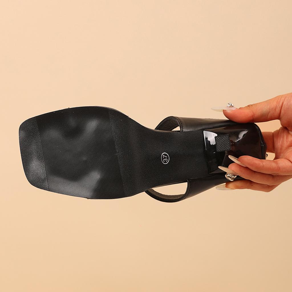 Freizeit Sexy Pumps Basic Sandalen Damen Lässig Dünne Hohe Absätze Schuhe für Frauen Uni Leder Slipper Sommerschuhe Übergröße