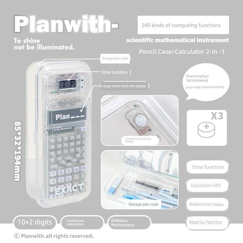 

Planwith Scientific Function Calculator Pencil Case Good-looking 2025 New Arrival College Student Examination Exclusive Computer White [pencil case calculator Two in One]]