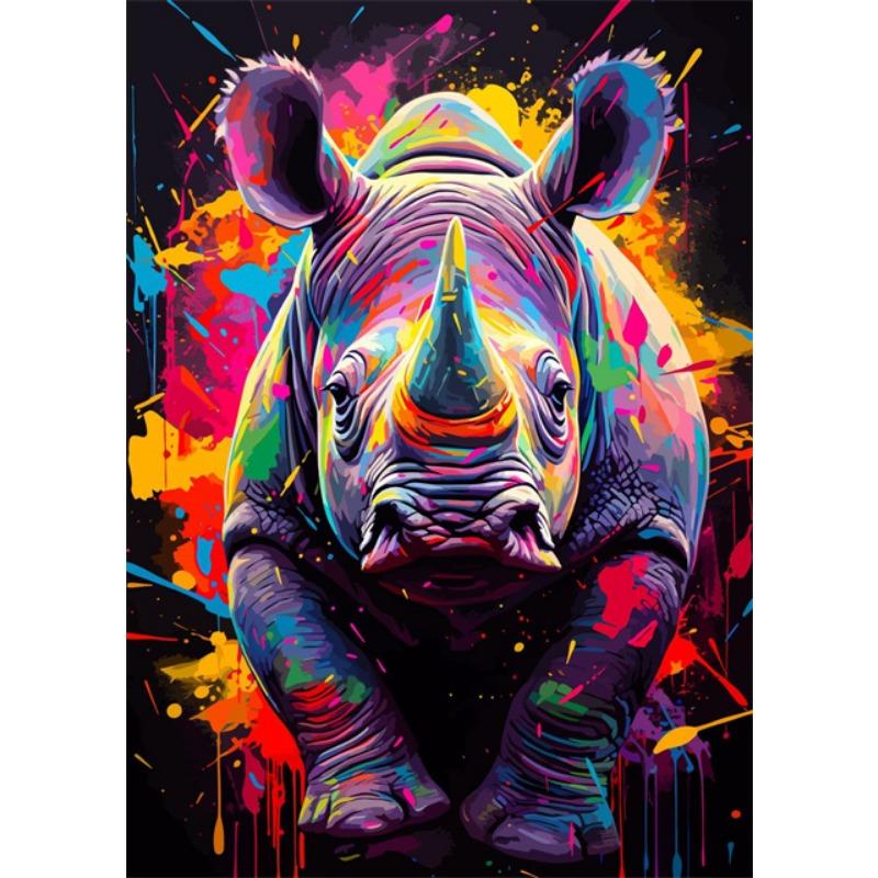 Watercolor Animals Canvas Paintings Rhino Cat Owl Panda Lion Tiger Wild Animals Grafffiti Art Posters Prints Home Decor Wall Art