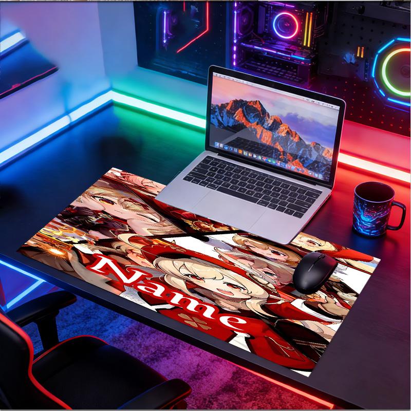 Personalizowana podkładka pod mysz z imieniem i wzorem Genshin Impact, Mata na biurko do laptopa PC, Dekoracyjna mata na biurko do domu, Podkładka pod klawiaturę, Prezent