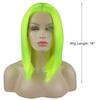 VOCOSTE Heat-Resistant Lace Front Wig, Medium-Long Straight Bob Wig for Girls, 41cm, Fluorescent Green, for Everyday Use