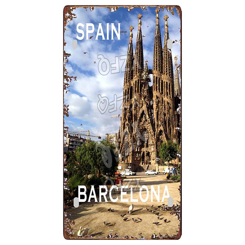 Spain Seville Barcelona Travel Souvenir LIsence Metal Signs Plaque Decorative Wall Art Shop Club Bar Home Decor 30X15CM DC-1054A