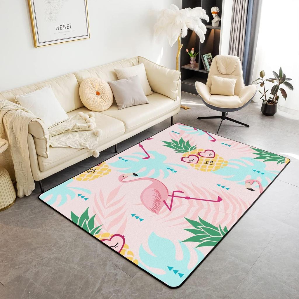 Watercolor Flamingo Tropical Floral Leaves Bath Mats Non-Slip Microfiber Soft Plush Doormat Decor Bathroom Rugs for Bedroom Mat