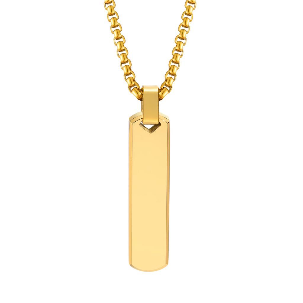 Initials Vertical Bar Necklace for Men,Stainless Steel A-Z 26 Letters Charm Geometric Pendant Collars,Stylish Jewelry Gift