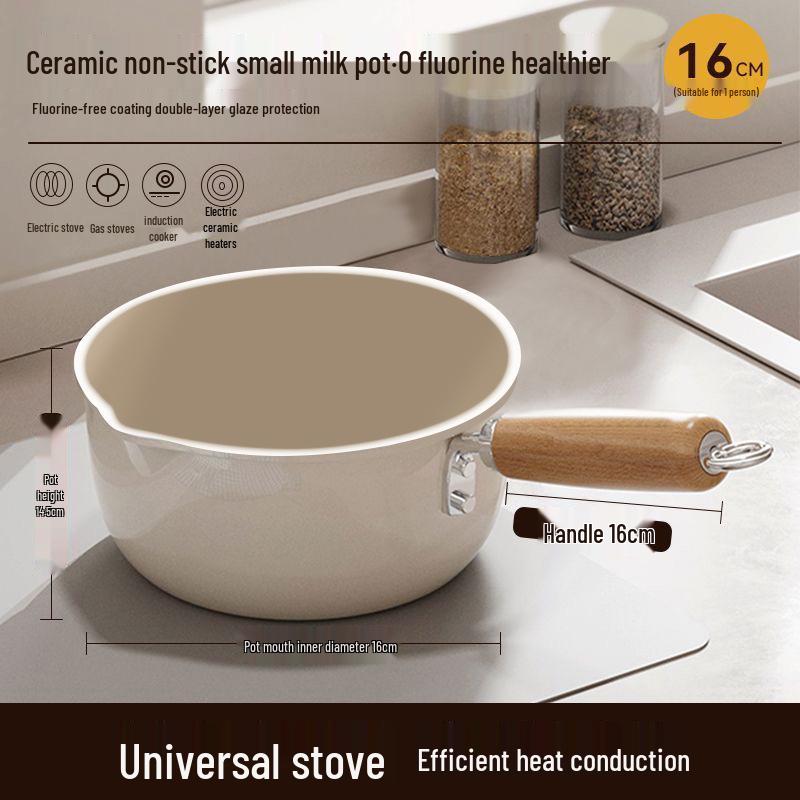 Non-Stick Ceramic Milk & Noodle Pan - Small Single-Serve Saucepan for Baby Food & More