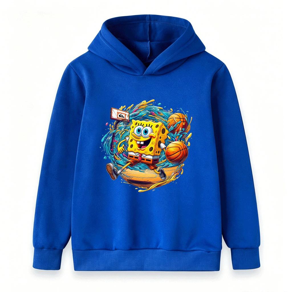 Kids Boys Girls Sponge Basketball Cartoon Print Hoodie Casual Long Sleeve Pullover Sweatshirt Tops for Children