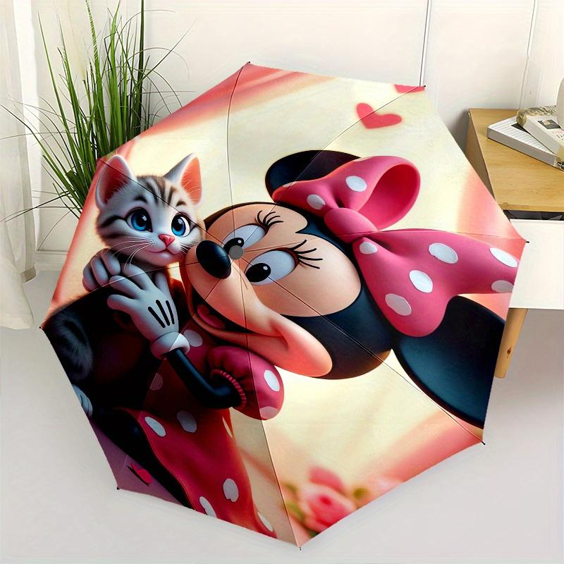 

Minnie Mouse, kitten Automatic Opening and Closing Umbrella, Compact Travel Umbrella, Lightweight and Portable, Suitable for Beach Commuting