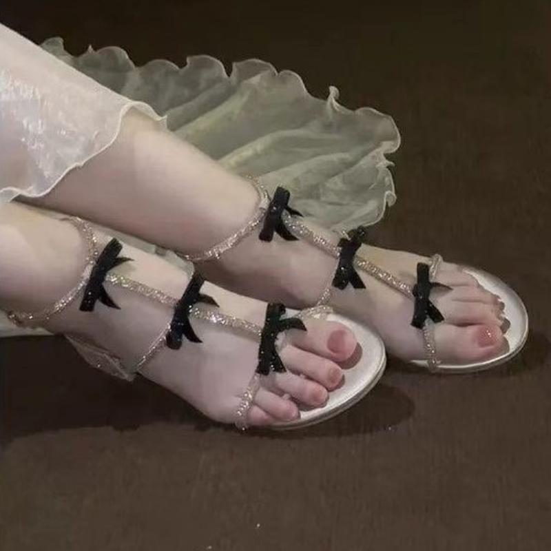 Fashion Summer Women High Heels Sandals Designer Bow Chunky Shoes 2025 New Trend Fashion Slingback Heeled Shoes Buckle Chaussures Femme