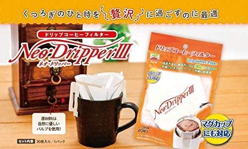 Filtru de cafea Tokiwa Kougyou Neo Dripper III x 9cm, set de 20 de piese, alb, de unică folosință, fabricat în Japonia, autentic, Drip Aprox.. 11.8cm