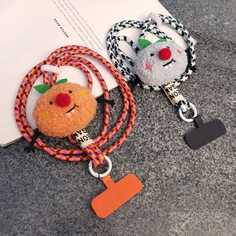 Cute Colorful Phone Lanyard Detachable Cartoon Animal Crossbody Shoulder Rope with Clip Anti-lost Wrist Strap Outdoor