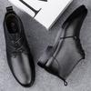 Genuine Leather Mens Motorcycle Boots New Brogue High Top Shoes Fashion Lace-up Warm Ankle Boots Winter Plush Snow Boots Botas