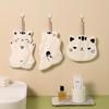 2pcs Cute Cat Hand Towels - Soft, Quick-Dry, Hanging Design with Loop, Adorable Cartoon Cat Face, Perfect for Bathroom, Kitchen, or Outdoor Use