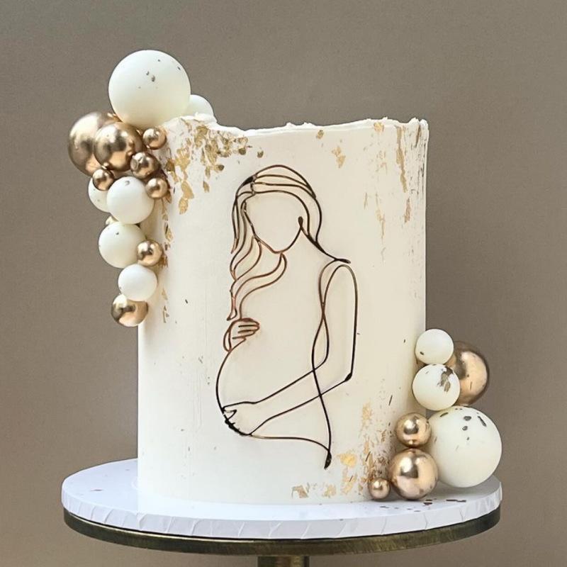 1Pieces insWind Pregnant Mother Birthday Acrylic Cake Decoration Face Line Simple Maternity Party Accessories Baoma Party Decora