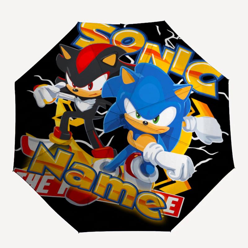 Custom Name Sonic Theme Automatic Umbrella, Lightweight & Portable, 8 Rib, Perfect for Outdoor Travel, Birthdays, Christmas, Gifts.