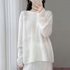 2026 Autumn/Winter Women's Pure Wool Hand-Embroidered Loose Knit Sweater with Round Neck and Long Sleeves