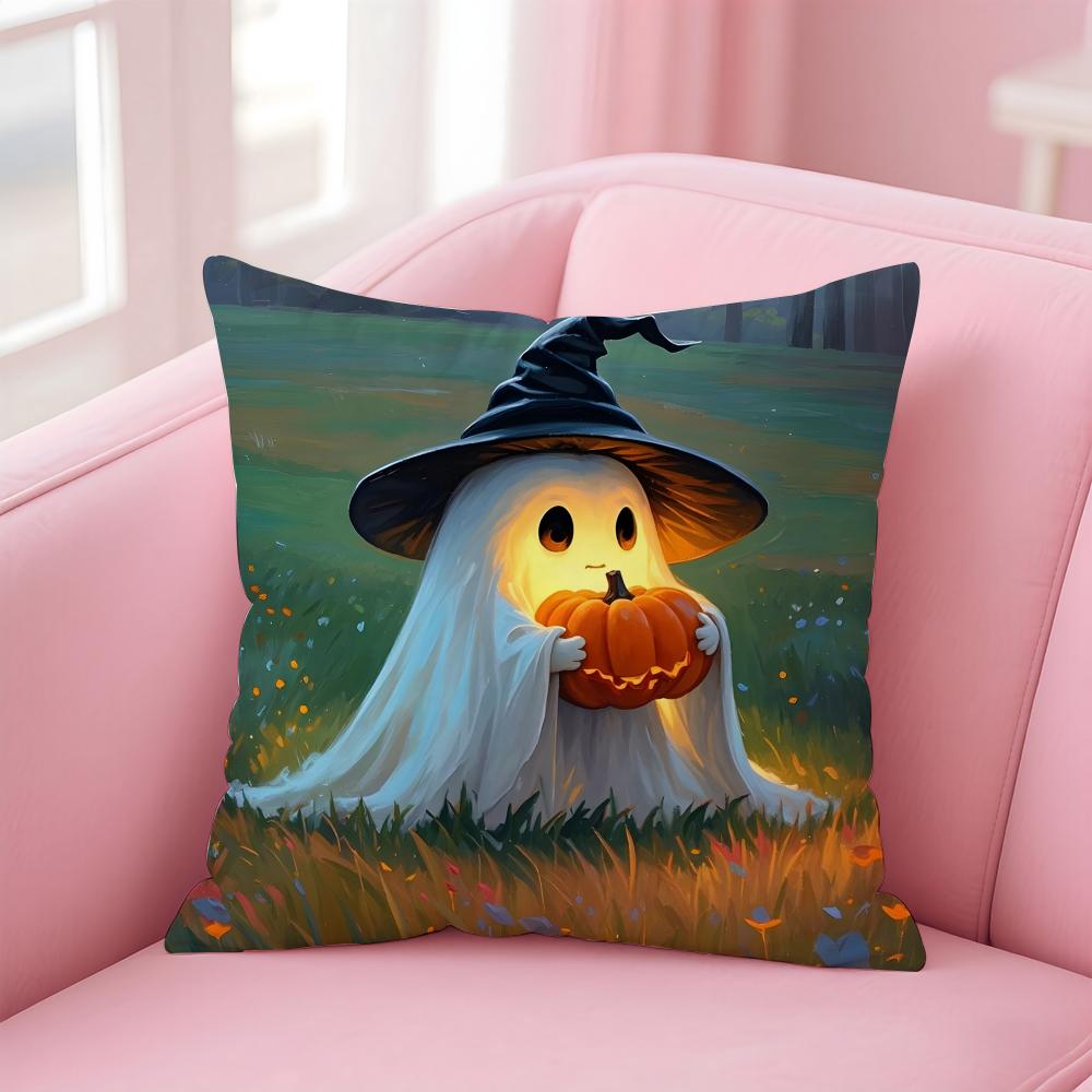 Halloween Cushion Cover Pillowcase Short Plush Invisible Zipper Room Sofa Cushion Cover