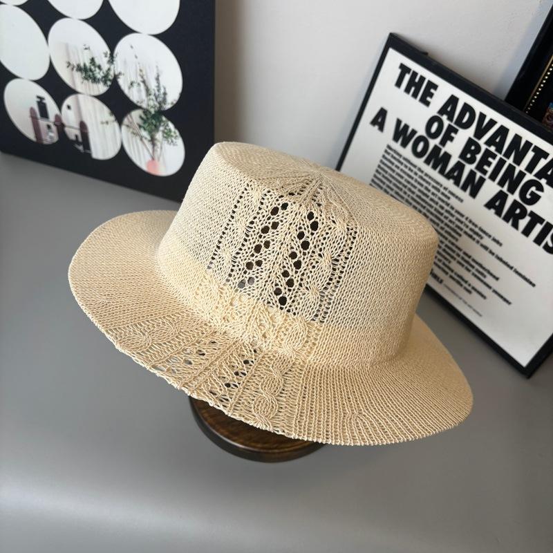 Children's Japanese Hollowed out Hat Fashionable Warm Flat Knitted Temperament Solid Color Top Hat