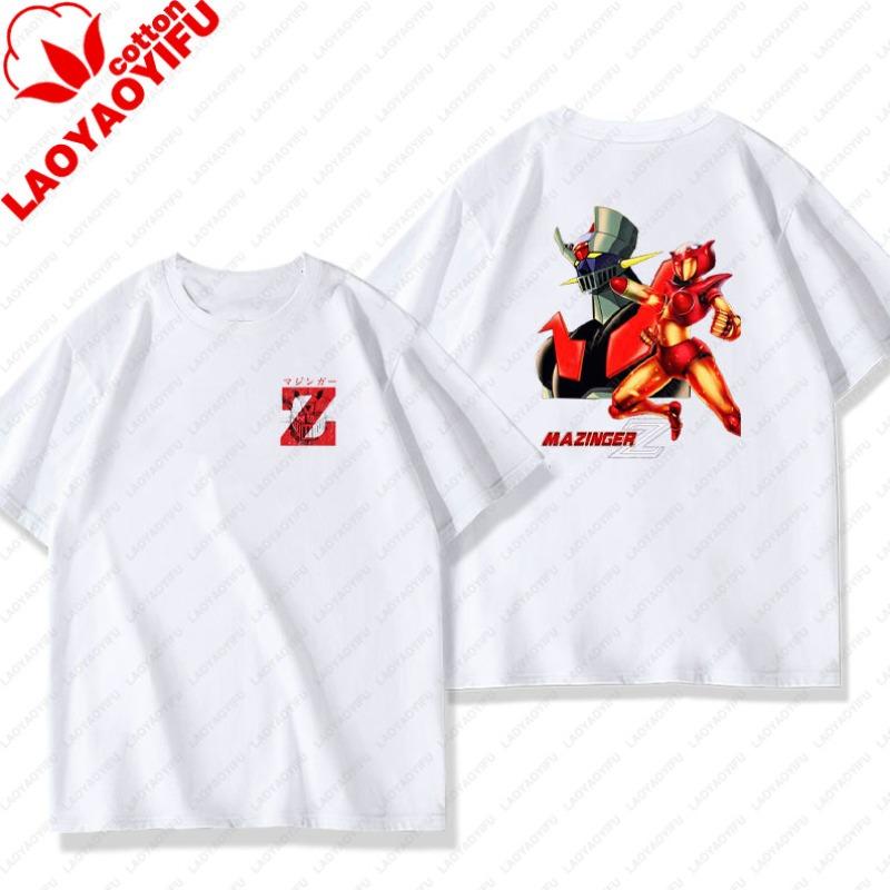 Unisex Cotton TShirts Mazinger Z Anime Robot Summer Casual Fashion Short Sleeve T Shirt Oversized Harajuku Tees Tops Kid Clothing
