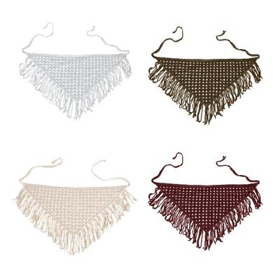 Écharpe triangulaire au crochet polyvalente avec bordure en polyester, enveloppe de cou élégante à superposer pour un usage quotidien en extérieur
