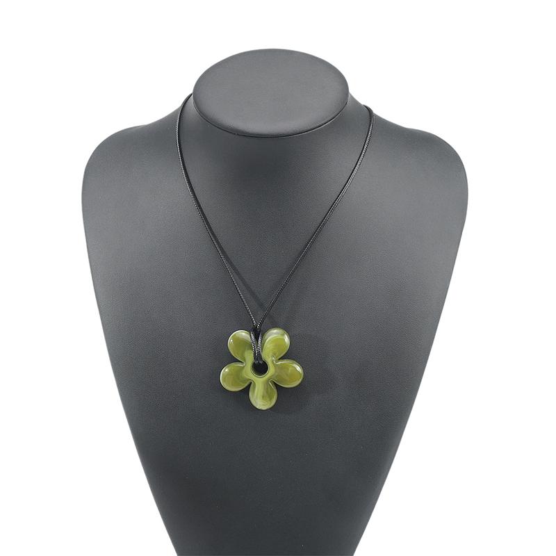 2026 Neue Sommer Trendige Harzblume Lange Halskette für Damen Minimalistisch Bunte Blumige Verstellbare Halskette Tägliche Wear Schmuck