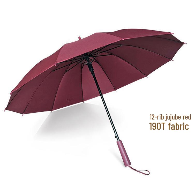 12-Rib 24-Rib Long-Handle Straight Men's Umbrella for Two, Business Advertising, Sun and Rain Protection