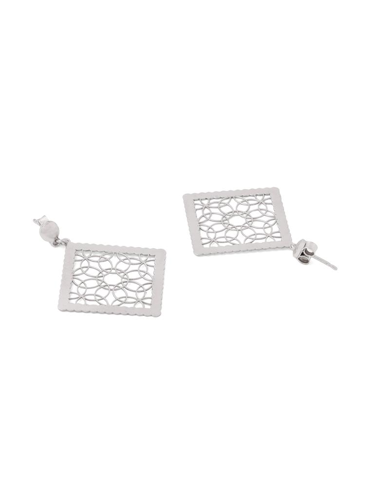 Kicky and Perky 925 Sterling Silver Textured Jali Pattern Dangle Earring Jewelry for Women