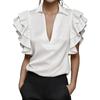 Women S Short Sleeve V Neck Ruffle Shirt Summer Casual