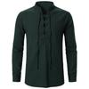 Men's Renaissance Shirt Pirate Medieval Viking Top Cotton Linen Shirts Men Long Sleeved Halloween Costume