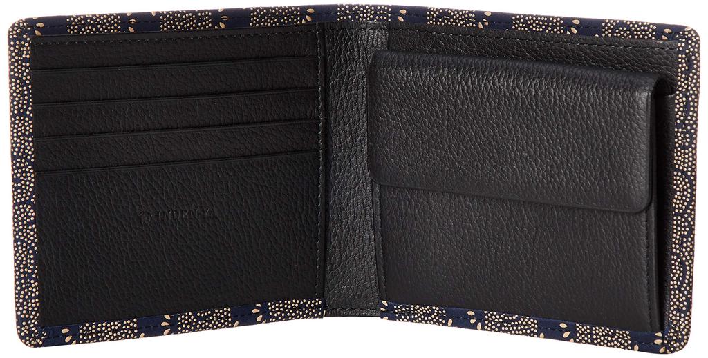 [Indenya] Bifold Wallet with Bill Compartment J 2006-14-009 Navy Blue Deerskin with White Lacquer and Claw Arabesque Pattern