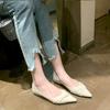 Grape Mom Studiolee Summer Temperament Versatile Simple Kink Face Pointed Head Shallow Mouth Flat Bottom Commuter Single Shoes Women