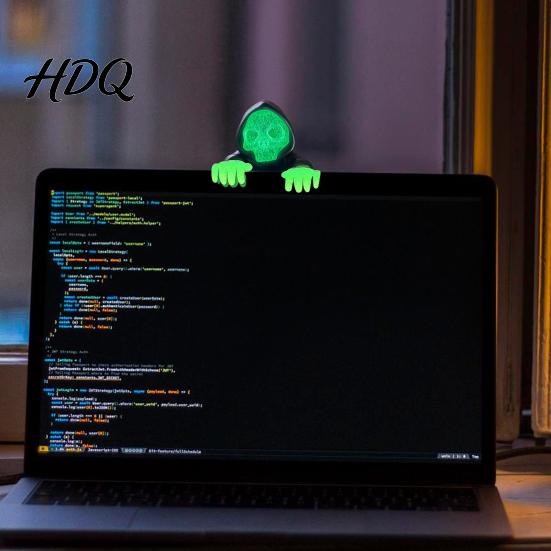Unique Desktop Figurine Computer Monitor Skull Figurine 3D Printed Luminous Display Decor with Hooded Grim Reaper Design Halloween Horror