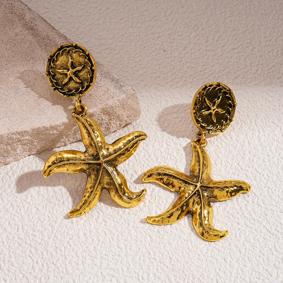Medieval geometric round starfish silver needle earrings do old sexy earrings