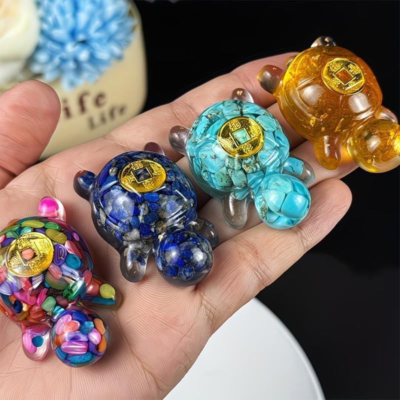Money Turtle Statue Wealth-Attracting Feng Shui Good Luck Charm Resin Decorative Turtle Ornament Home Office Decor