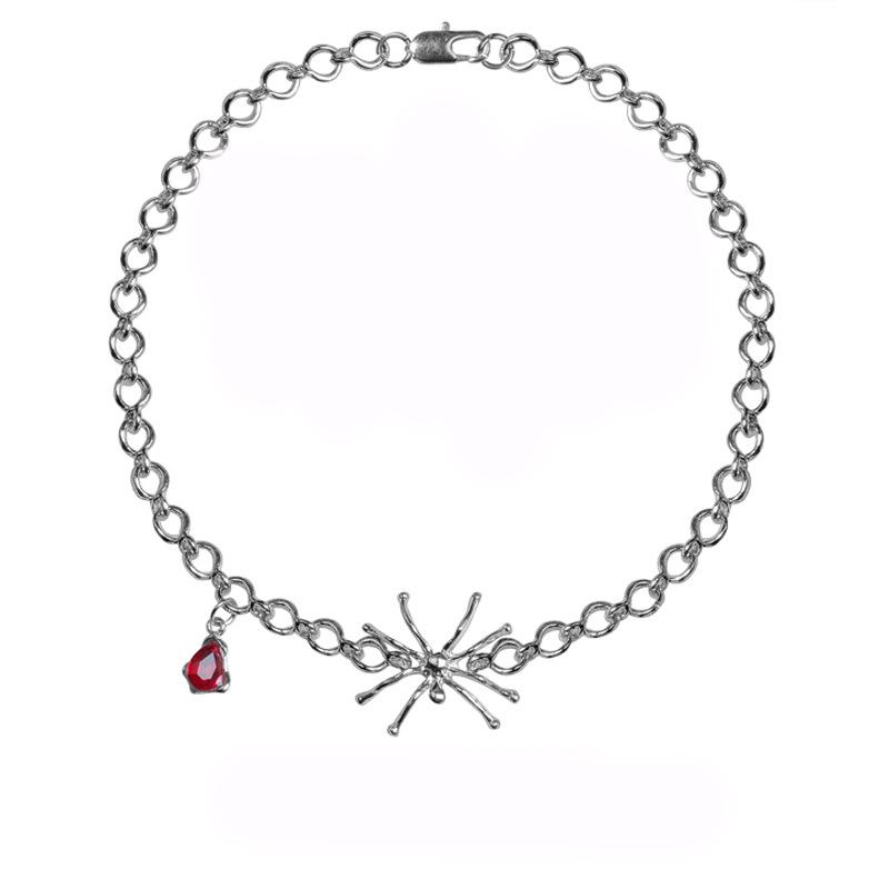 

New ruby spider necklace women s light luxury niche design sense Spice girl collarbone chain women s summer choker neck chain tide