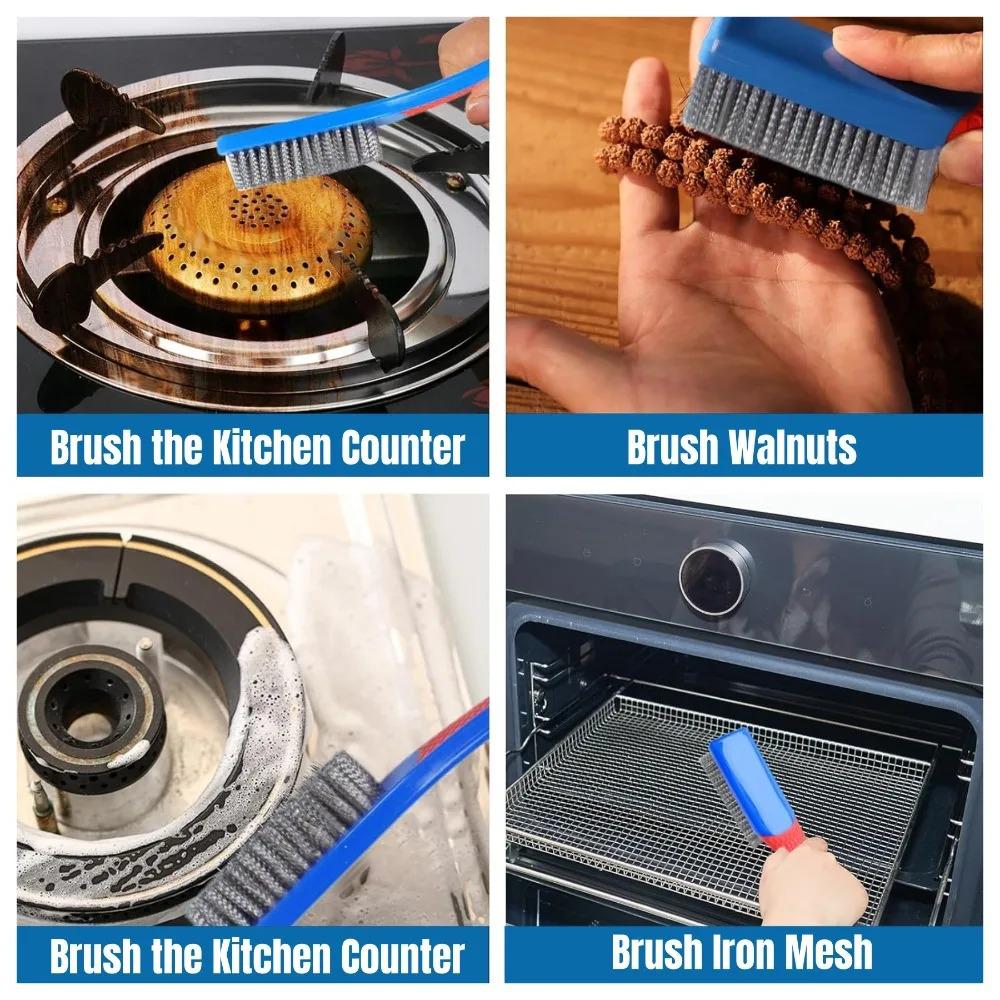 Stainless Steel Wire Brush for Paint and Rust Removal, Wooden Handle Fish Scale Brush, Plastic Handle Brush for Antique Items and Stain Removal