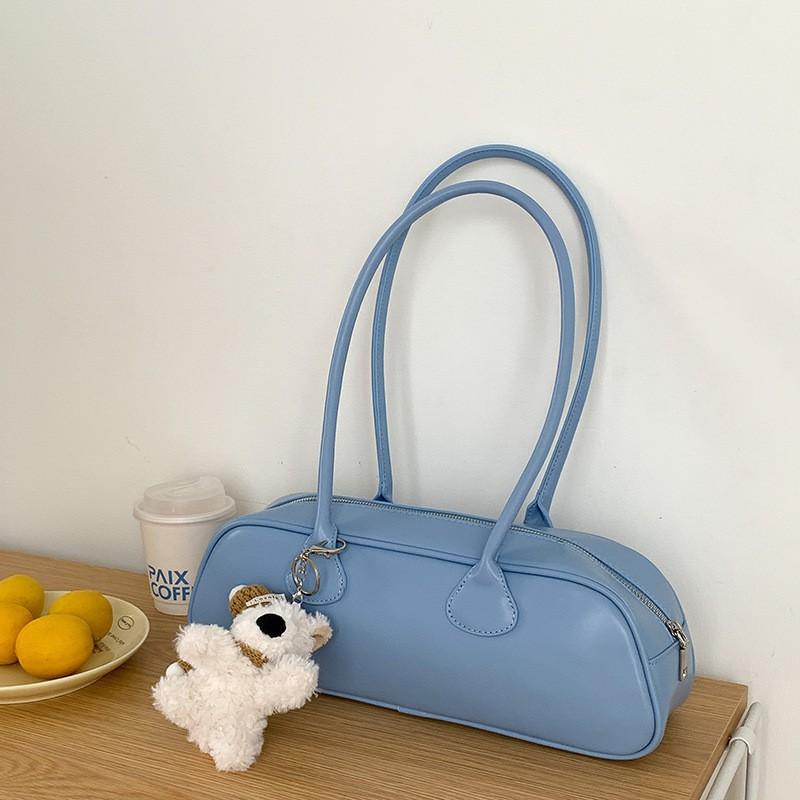 

South Korea s Niche New French Stick Bag Simple All-match Shoulder Women s High-end Large-capacity Commuting Underarm синій