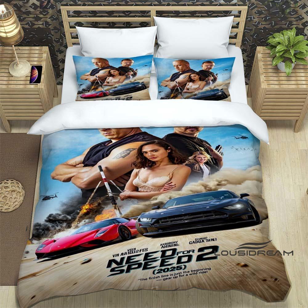 This Printed Bedding Set—featuring Duvet Covers and Pillowcases—is Inspired by the *Fast & Furious* Racing Action Film Franchise