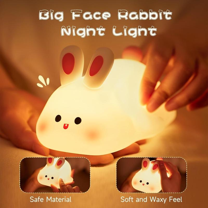 New LED Touch USB Rechargeable Silicone Rabbit Night Light Indoor Atmosphere Light Suitable for Children's Toys Christmas Gifts