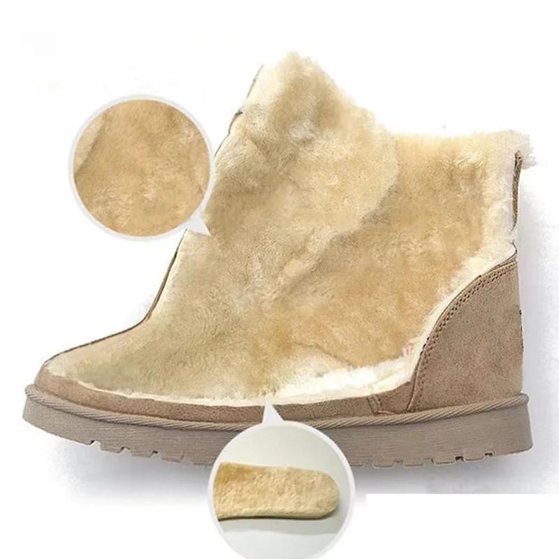 2024 Damen Winter Schneestiefel Warm Flach Übergröße Plateau Schnürstiefel Damen Damenschuhe Neu Flockfell Wildleder Stiefeletten 36-42