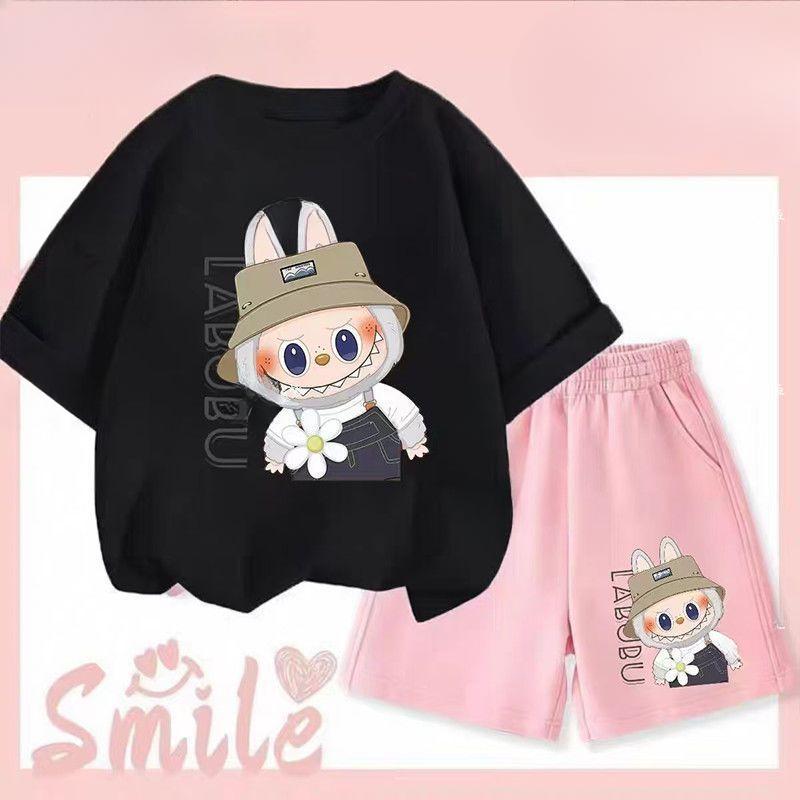 

Girls Fashionable T-shirt Set, Children s Fabric Short-sleeved and Fashionable Set 160cm