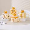Cartoon Cute Cup for Girls Ceramic Mug Couple Water Cup for Home Office Breakfast Cup with Lid Spoon