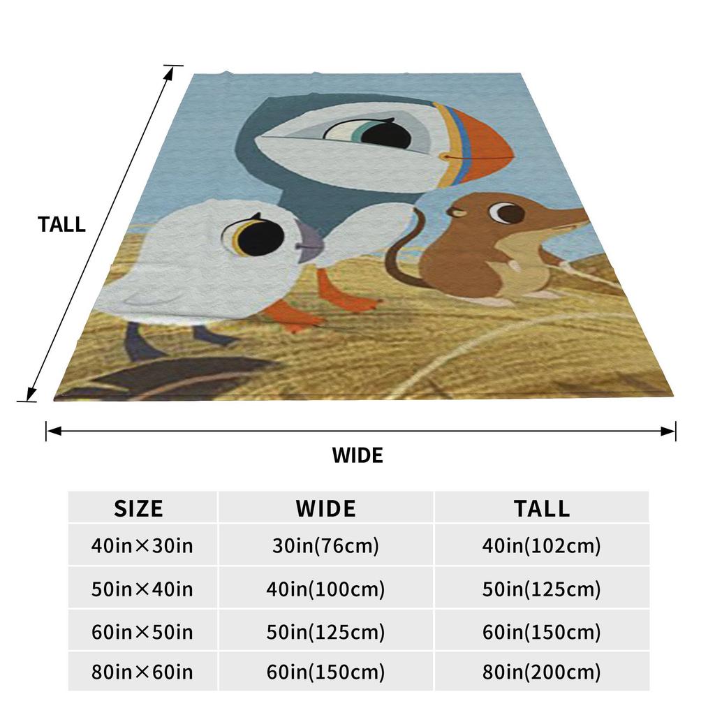 Flannel Throw Blanket Puffin Rock Cartoon Warm Plush Blankets Soft Bedspread for Bed Living Room Home Travel Couch
