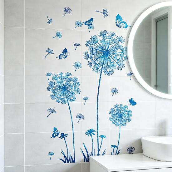2 Sheets Dandelion Wildflower Wall Decals Peel And Stick Floral Butterflies Wall Stickers