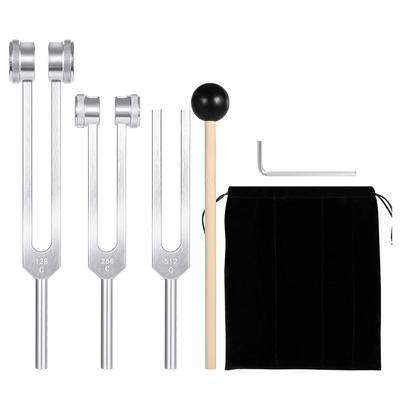 Tuning Fork Set (128Hz, 256Hz, 512Hz) ,Tuning Forks With Reflex Hammer For Sound Healing Sound Vibration Tools